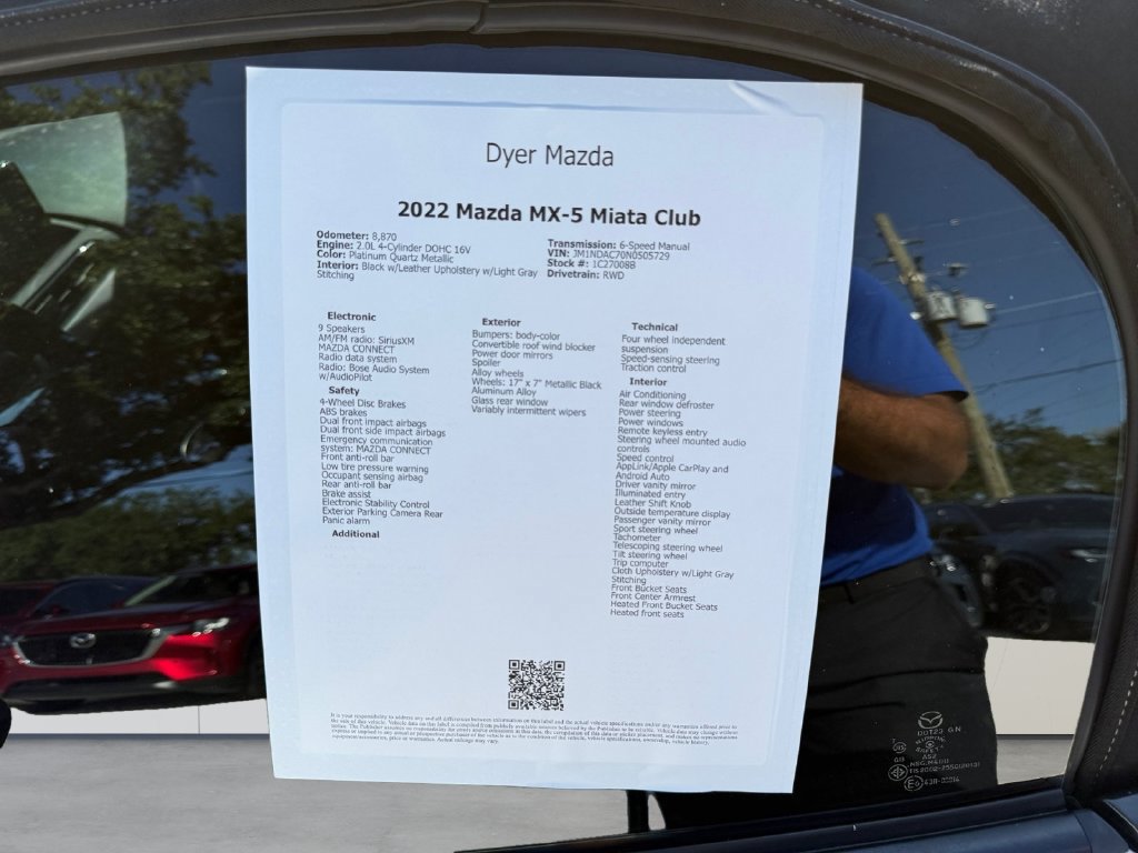 Certified 2022 MAZDA MX-5 Miata Club RWD image 24
