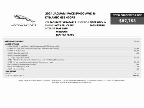 Used 2024 Jaguar I-PACE R-Dynamic HSE image 2
