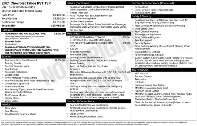 Certified 2021 Chevrolet Tahoe RST w/ Rear Media and Nav Package AWD/4WD image 6