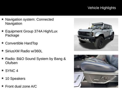 Used 2024 Ford Bronco Raptor w/ Interior Carbon Fiber Pack 6 AWD/4WD image 8