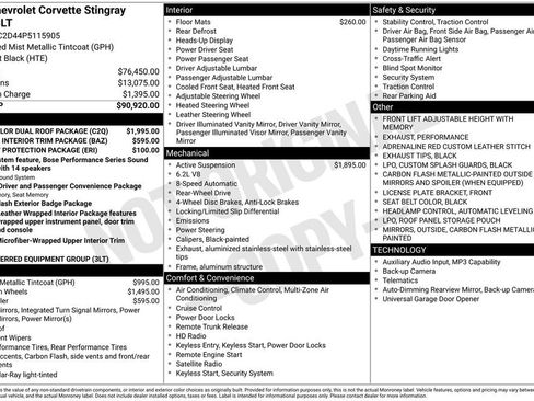 Used 2023 Chevrolet Corvette Stingray Premium Cpe w/ Body-Color Dual Roof Package image 2