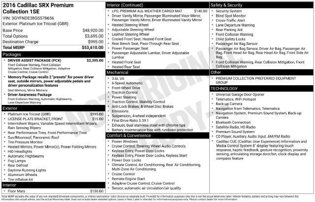 Used 2016 Cadillac SRX Premium w/ Driver Assist Package FWD image 33