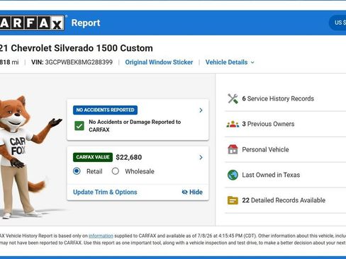 Used 2021 Chevrolet Silverado 1500 Custom RWD image 9