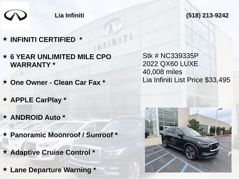 Certified 2022 INFINITI QX60 Luxe w/ Cargo Package AWD/4WD image 10