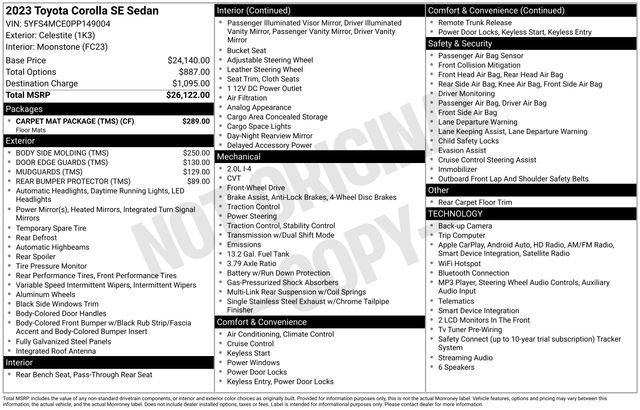Certified 2023 Toyota Corolla SE w/ Carpet Mat Package (TMS) FWD image 11
