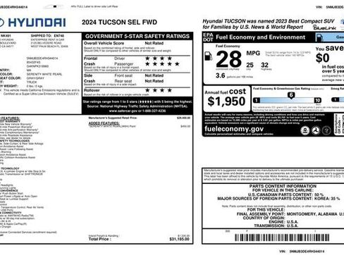 Used 2024 Hyundai Tucson SEL FWD image 2