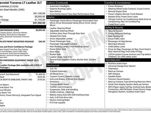 Used 2019 Chevrolet Traverse LT w/ LT Premium Package AWD/4WD image 1