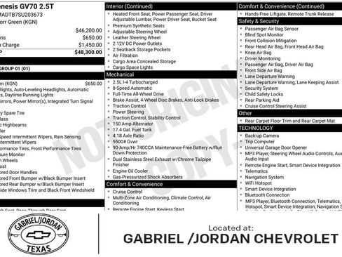 Used 2025 Genesis GV70 2.5T AWD/4WD image 1