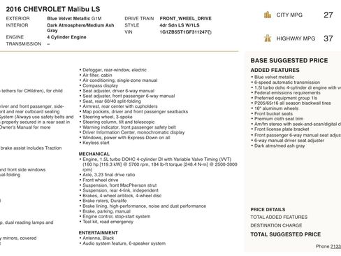 Used 2016 Chevrolet Malibu LS image 11