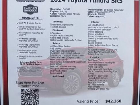 Used 2024 Toyota Tundra SR5 w/ TRD Sport Premium Package AWD/4WD image 42