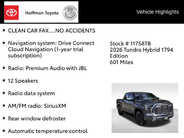 Used 2026 Toyota Tundra 1794 Edition w/ TRD Off-Road Package AWD/4WD image 15