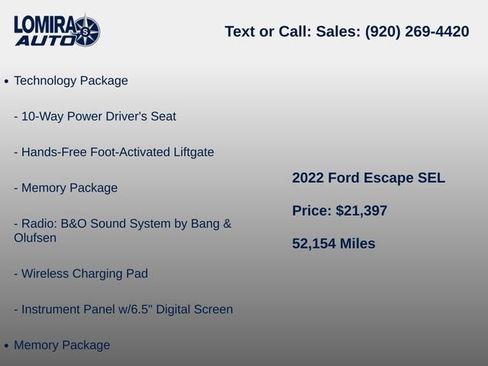 Used 2022 Ford Escape SEL w/ Technology Package AWD/4WD image 8