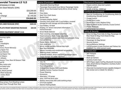Used 2021 Chevrolet Traverse LS w/ LPO, Floor Liner Package FWD image 5