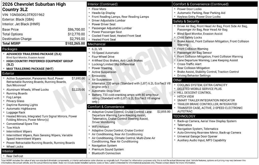 Used 2026 Chevrolet Suburban High Country AWD/4WD image 56