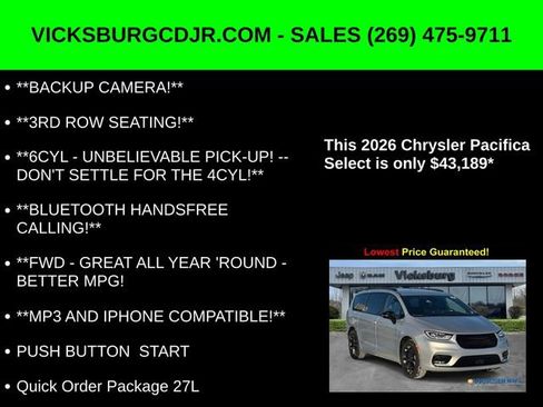 New 2026 Chrysler Pacifica Select w/ S Appearance Package image 5