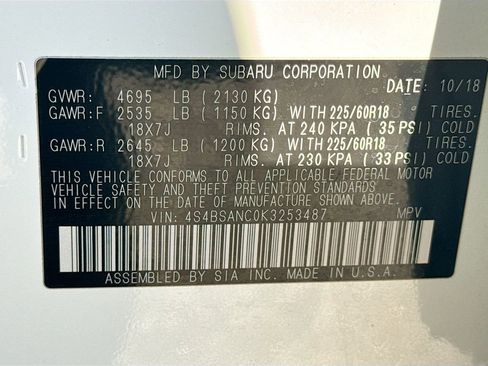 Used 2019 Subaru Outback 2.5i Limited image 43