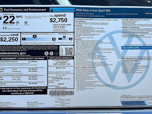 New 2026 Volkswagen Atlas Cross Sport SEL image 19