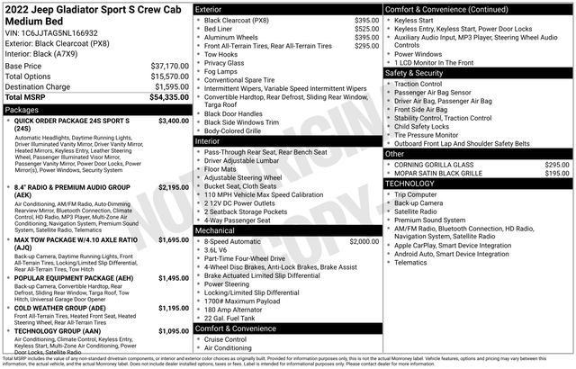Certified 2022 Jeep Gladiator Sport AWD/4WD image 3