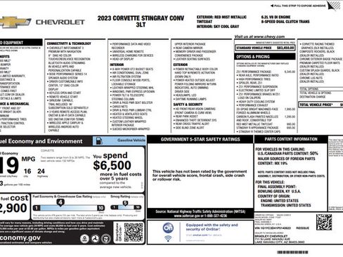 Used 2023 Chevrolet Corvette Stingray Premium Conv w/ Z51 Performance Package RWD image 3