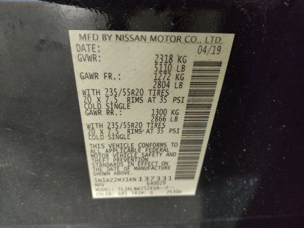 Used 2019 Nissan Murano SL w/ SL Technology Package FWD image 33