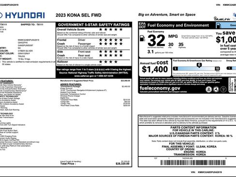 Certified 2023 Hyundai Kona SEL w/ Convenience Package FWD image 3