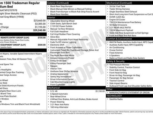 Used 2015 RAM 1500 Tradesman w/ Power & Remote Entry Group RWD image 6