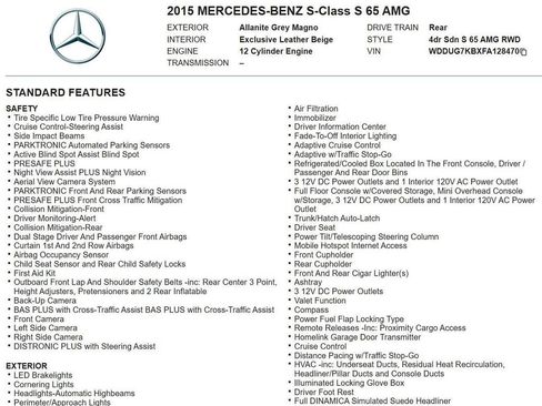 Used 2015 Mercedes-Benz S 65 AMG Sedan image 17