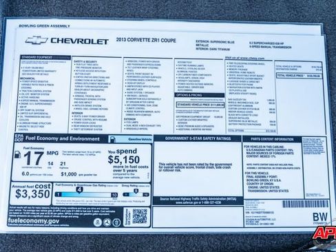 Used 2013 Chevrolet Corvette ZR1 w/ 3ZR Preferred Equipment Group RWD image 64