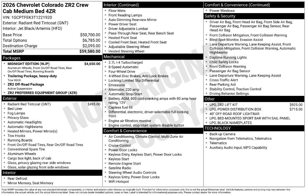 New 2026 Chevrolet Colorado ZR2 w/ Midnight Edition AWD/4WD image 6