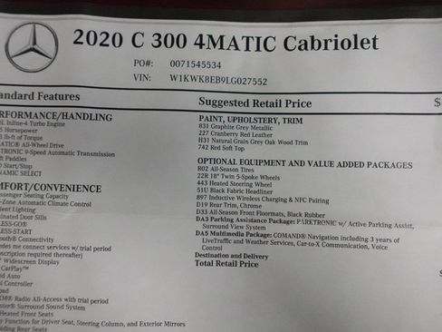 Used 2020 Mercedes-Benz C 300 4MATIC Cabriolet w/ Multimedia Package image 25