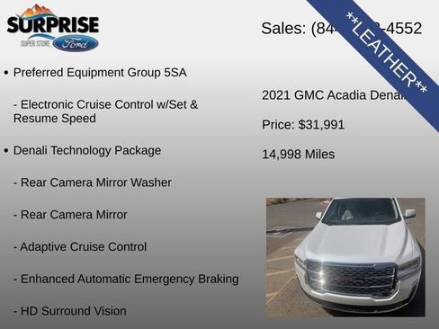 Used 2021 GMC Acadia Denali w/ Denali Technology Package FWD image 7