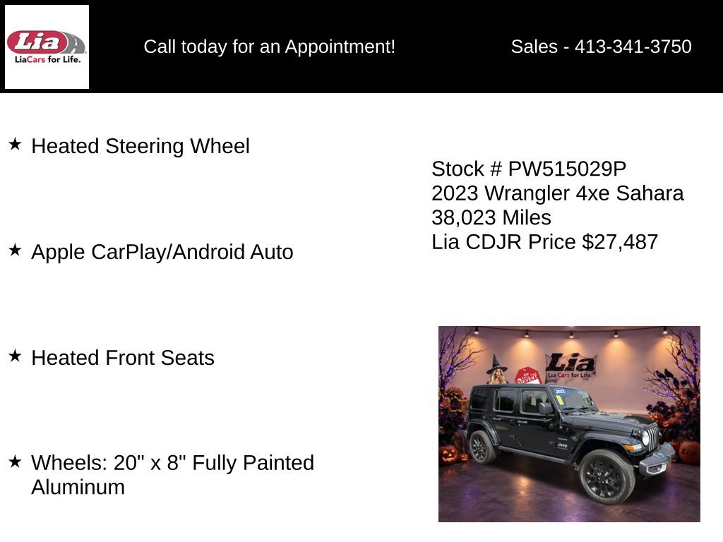 Certified 2023 Jeep Wrangler Unlimited Sahara w/ Cold Weather Group AWD/4WD image 11