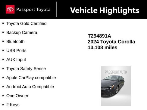 Certified 2024 Toyota Corolla LE FWD image 12