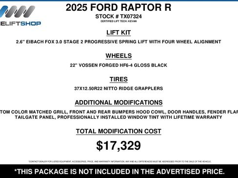 Used 2025 Ford F150 Raptor w/ Equipment Group 803A Raptor R image 2