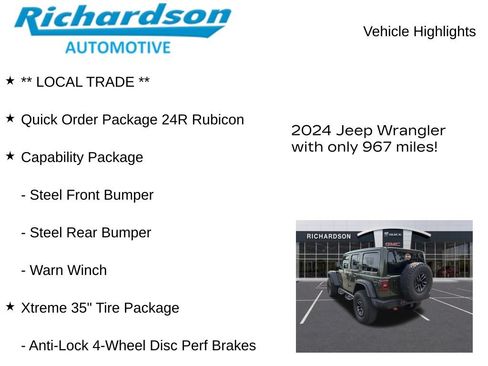 Used 2024 Jeep Wrangler Unlimited Rubicon w/ XTREMEE 35" Tire Package AWD/4WD image 11