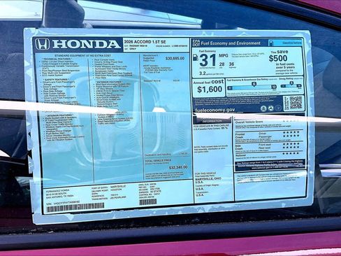 New 2026 Honda Accord SE image 18