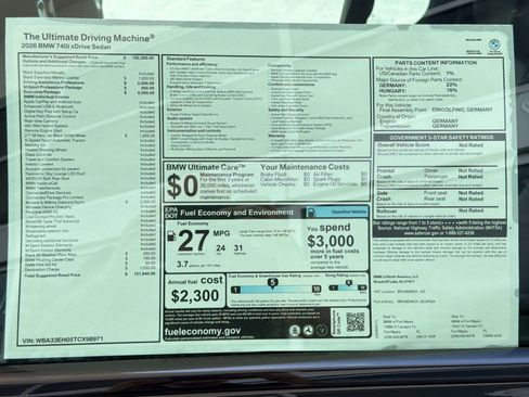 New 2026 BMW 740i xDrive w/ Executive Package AWD/4WD image 33