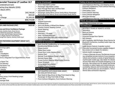 Used 2023 Chevrolet Traverse LT w/ LPO, Floor Liner Package AWD/4WD image 3