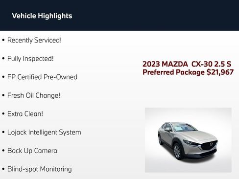 Used 2023 MAZDA CX-30 AWD 2.5 S w/ Preferred Package image 2
