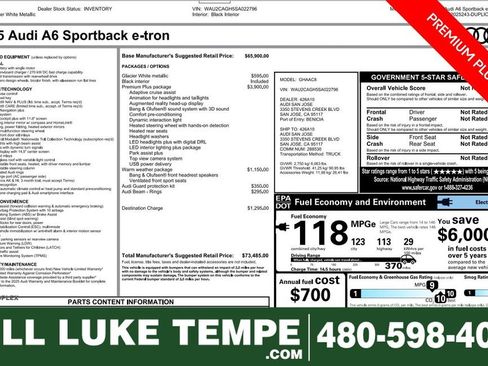 Used 2025 Audi A6 e-tron Premium Plus w/ Premium Plus RWD image 1