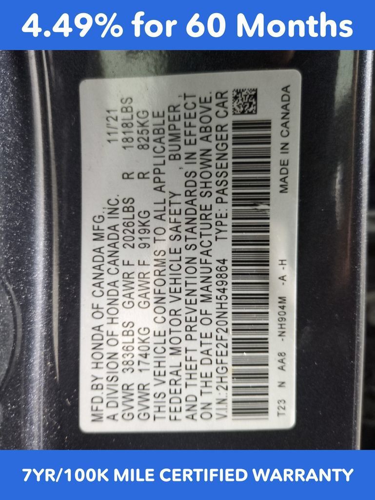 Certified 2022 Honda Civic LX image 30