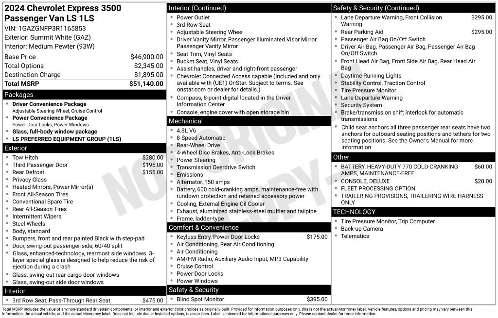 Used 2024 Chevrolet Express 3500 LS RWD image 19