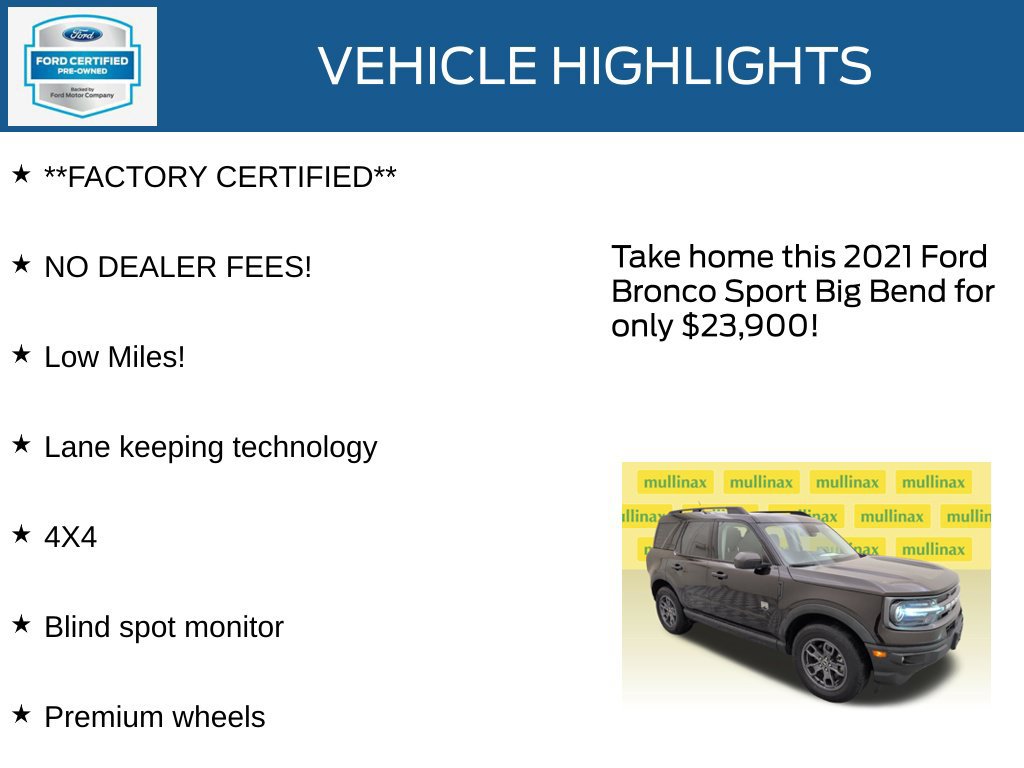 Used 2021 Ford Bronco Sport Big Bend w/ Big Bend Package (96B) AWD/4WD image 12