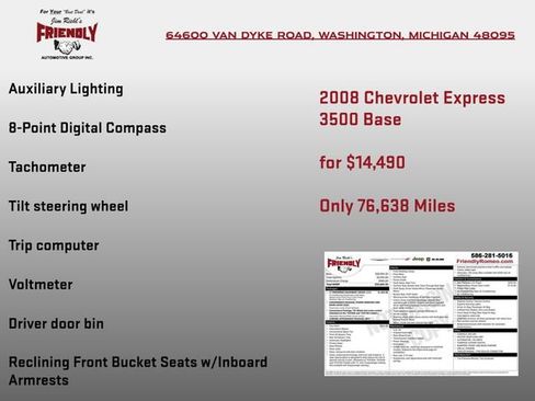 Used 2008 Chevrolet Express 3500 Passenger w/ LT Preferred Equipment Group RWD image 7