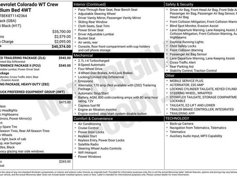 New 2026 Chevrolet Colorado W/T w/ Advanced Trailering Package image 13