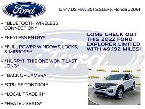 Certified 2022 Ford Explorer Limited w/ Equipment Group 301A RWD image 12
