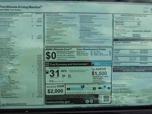 Used 2026 BMW 530i w/ M Sport Package RWD image 31