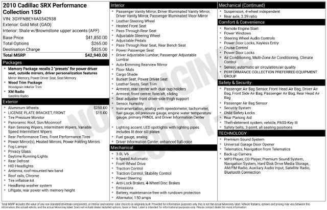 Used 2010 Cadillac SRX Performance FWD image 24