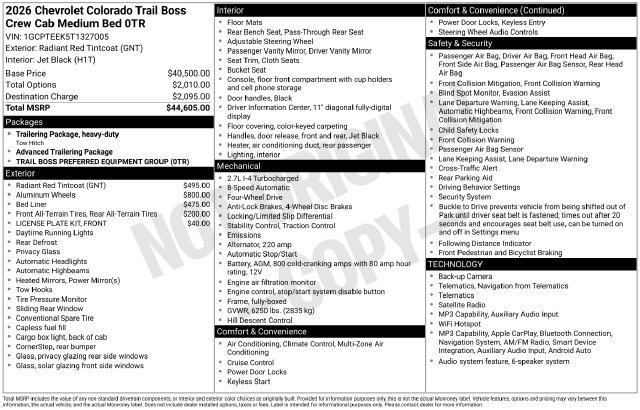 New 2026 Chevrolet Colorado Trail Boss AWD/4WD image 16