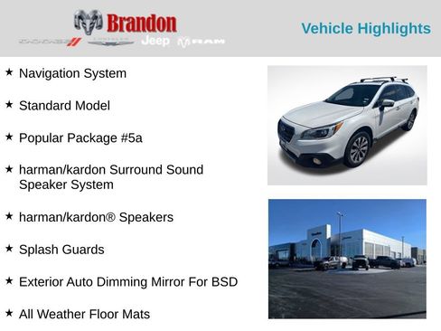 Used 2017 Subaru Outback 3.6R Touring w/ Popular Package #5A AWD/4WD image 2